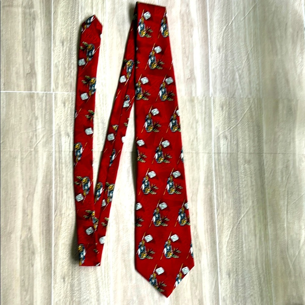 Tabasco Red Silk Tie with Golf themed Pattern